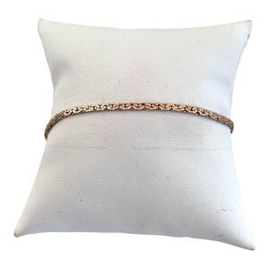 Vintage 1980s Braided Chain Bracelet 14K Gold Plate 7.5 Inch - 6X